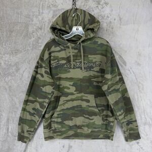 Troy Lee Designs Mens M Camo Hoodie Pullover Logo Sweatshirt Green Camouflage